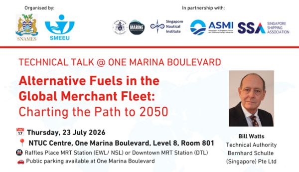 SNAMES Technical Talk: Alternative fuels in the global merchant fleet: Charting the path to 2050